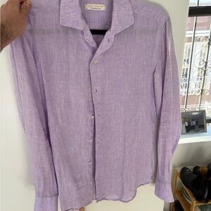 J.Crew Men's Lavender Linen Button-Down Shirt